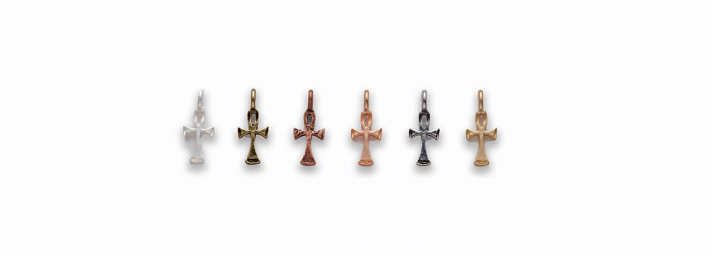 Small Zinc Alloy Matt Rose Gold, Silver, Gold, Burnish Gold, Silver, Copper Cross Charm