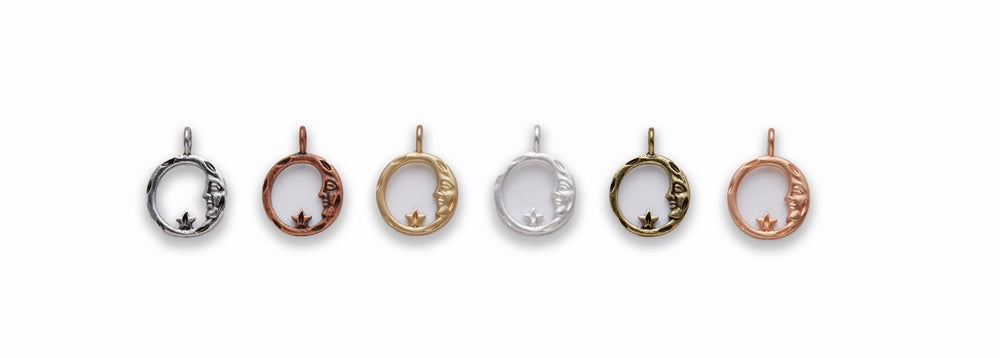 Zinc Alloy Matt Rose Gold, Silver, Gold, Burnish Gold, Silver, Copper Half Moon Circle Charm