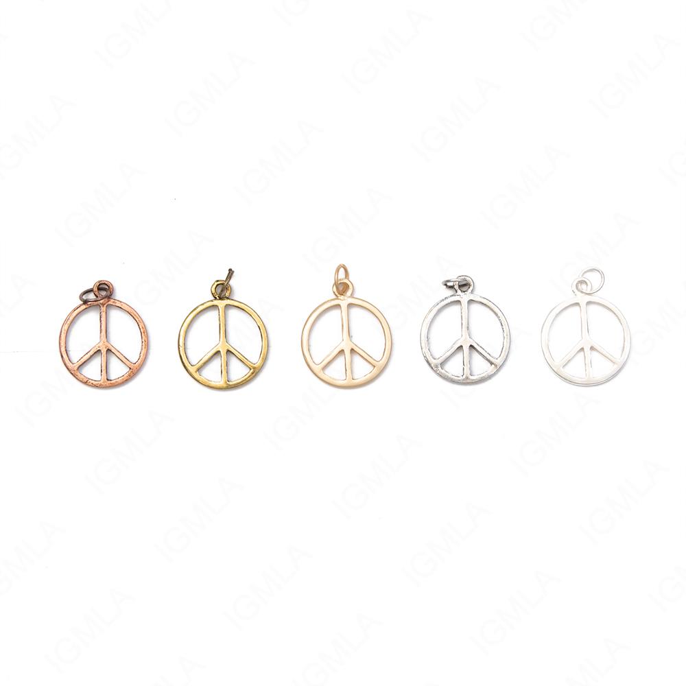 Small Zinc Alloy Matt Rose Gold, Silver, Gold, Burnish Silver, Gold, Copper Peace Circle Charm