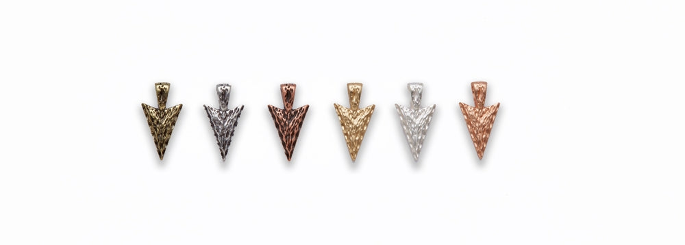 Zinc Alloy Matt Rose Gold, Silver, Gold, Burnish Gold, Silver, Copper Arrowhead Pendants