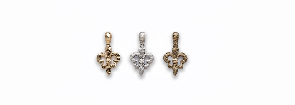 Zinc Alloy Matt Ant Silver, Ant Gold, Shinny Gold Fleur de Lis Pendants