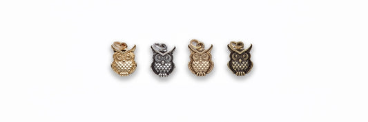 Small Zinc Alloy Shiny Gold, Matt Gold, Burnish Gold, Silver Owl Charm