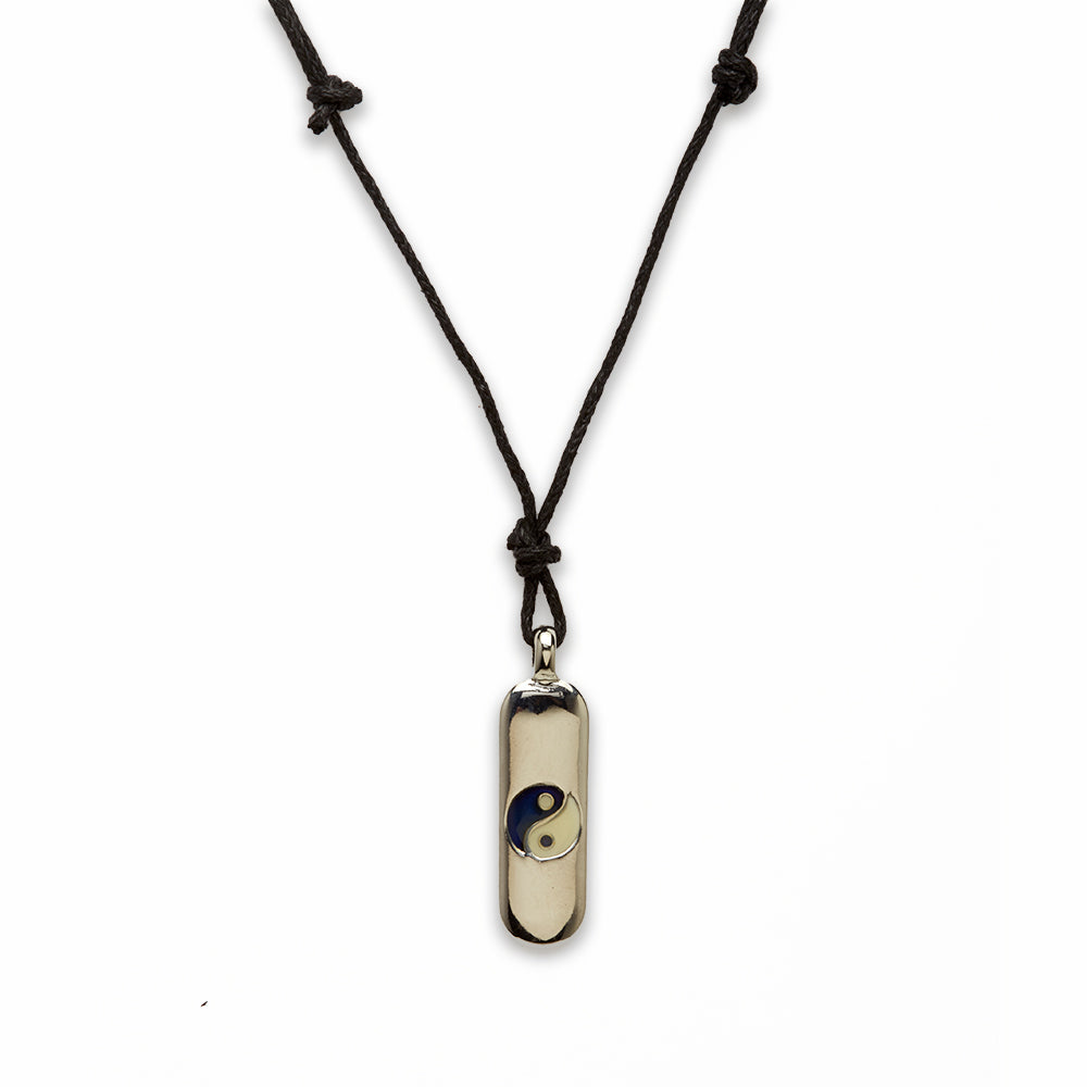18 inch Zinc Alloy with Mood Stone Rhodium Yin and Yang Necklace