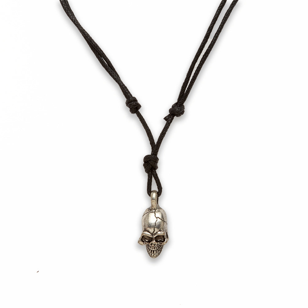 18 inch Zinc Alloy Silver Burnished Tone Skull Necklace