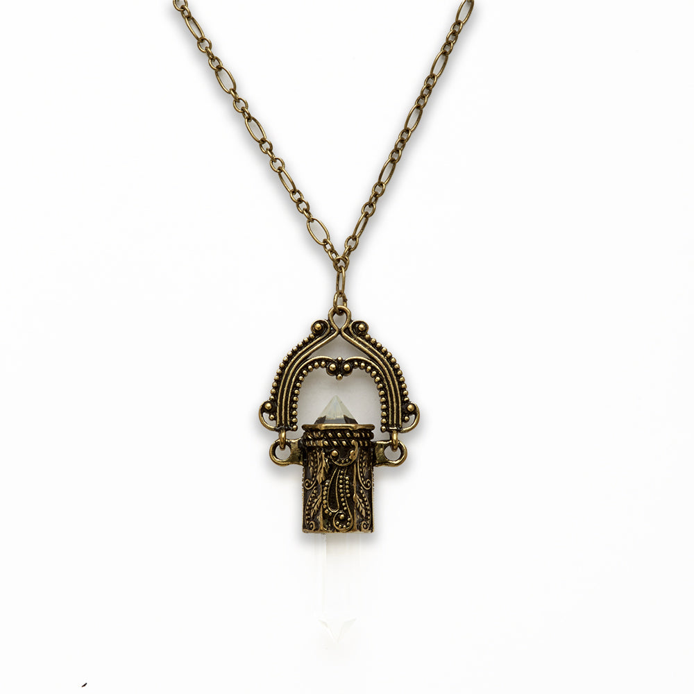 18 inch Zinc Alloy Burnish Gold Tone Double Point Necklace