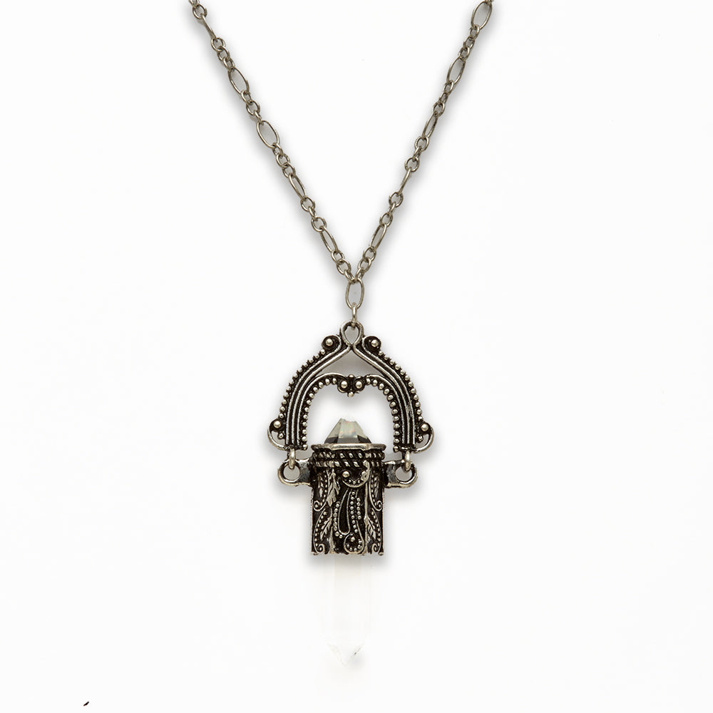 18 inch Zinc Alloy Burnish Silver Tone Double Point Necklace