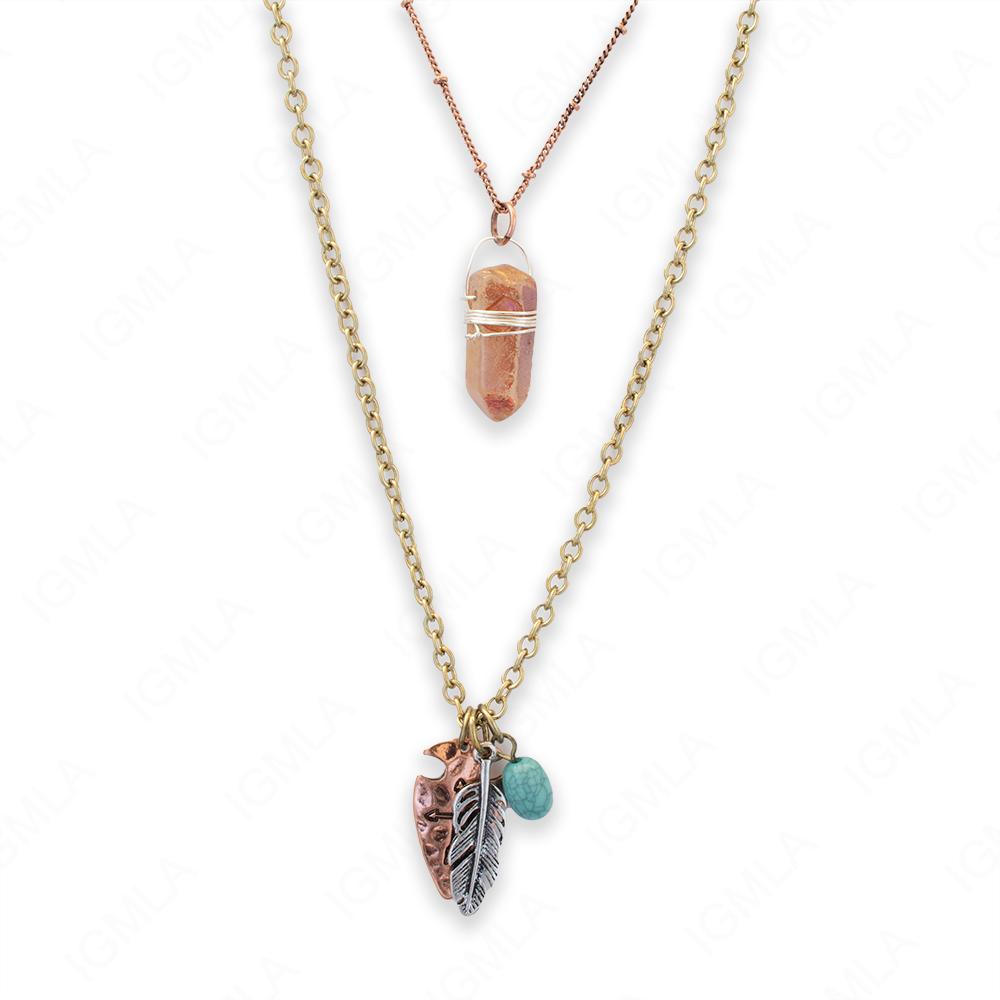 18 inch Zinc Alloy Gold, Copper Tone Point Necklace