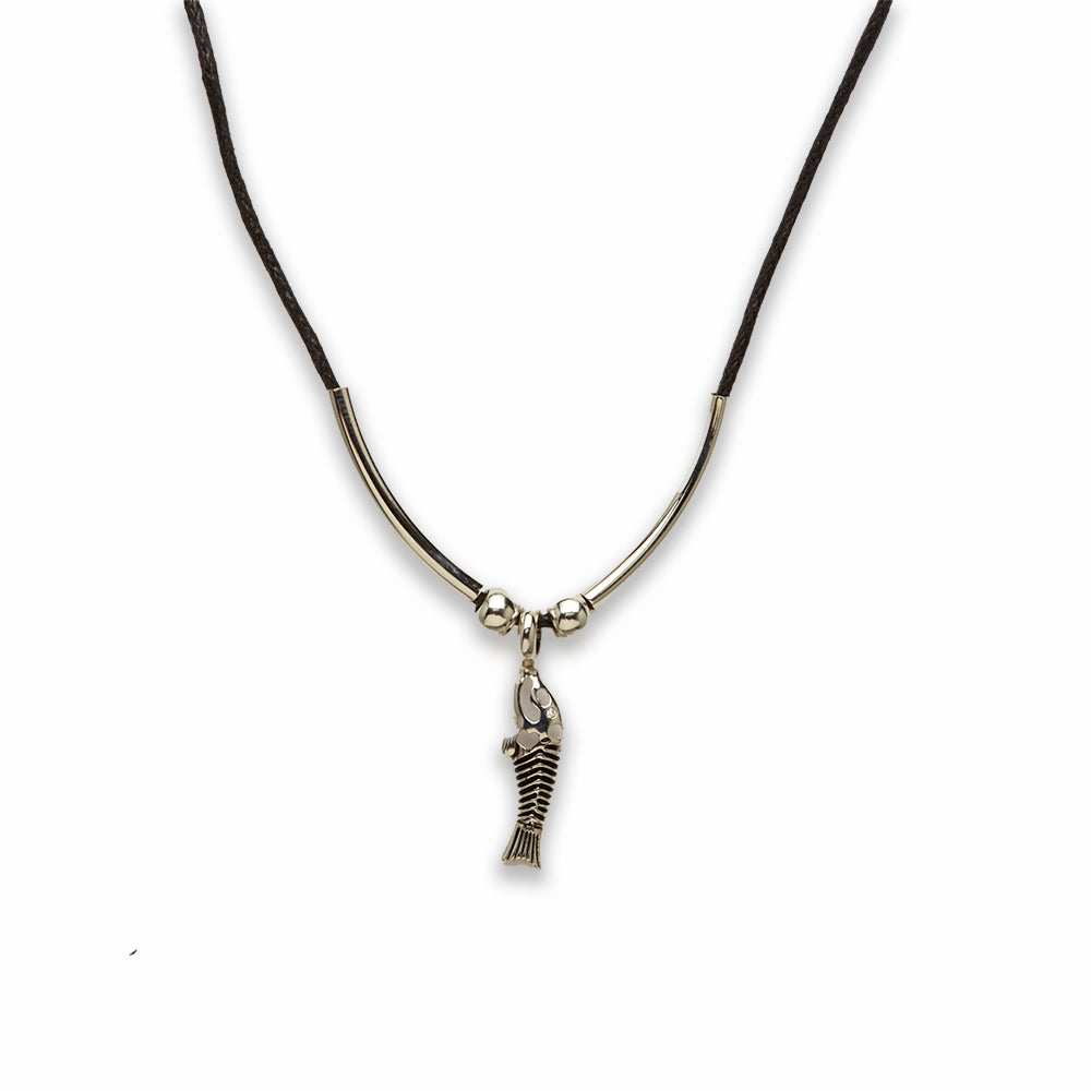 18 inch Zinc Alloy Silver Tone Fish Necklace