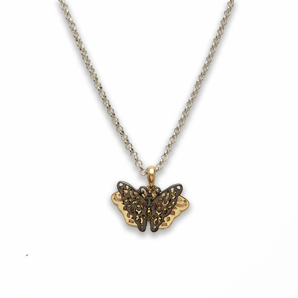 18 inch Zinc Alloy Silver, Gold, Gun Metal Tone Butterfly Necklace