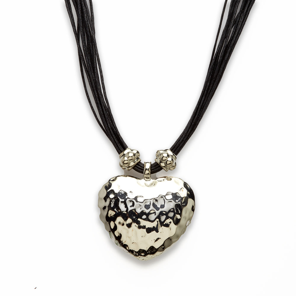 18 inch Zinc Alloy Rhodium Heart Necklace