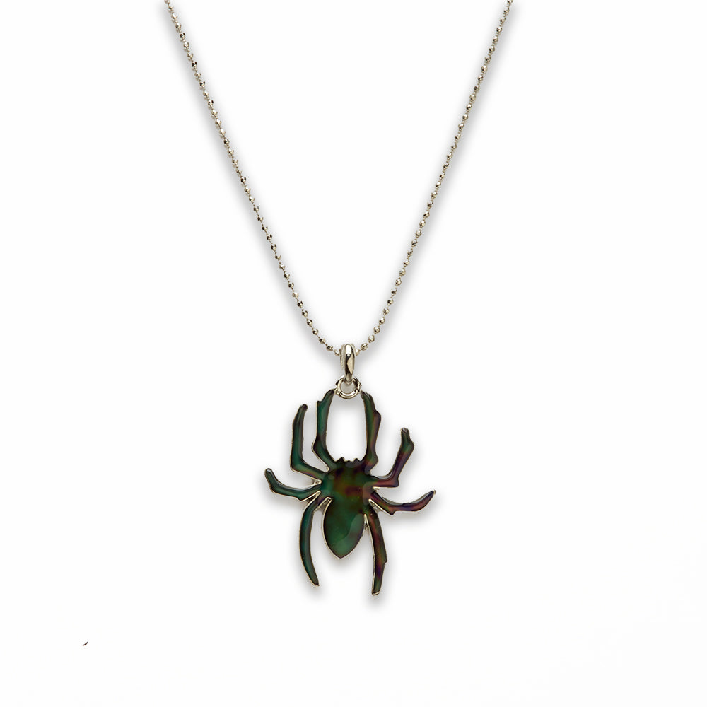 18 inch Zinc Alloy with Mood Stone Rhodium Spider Necklace