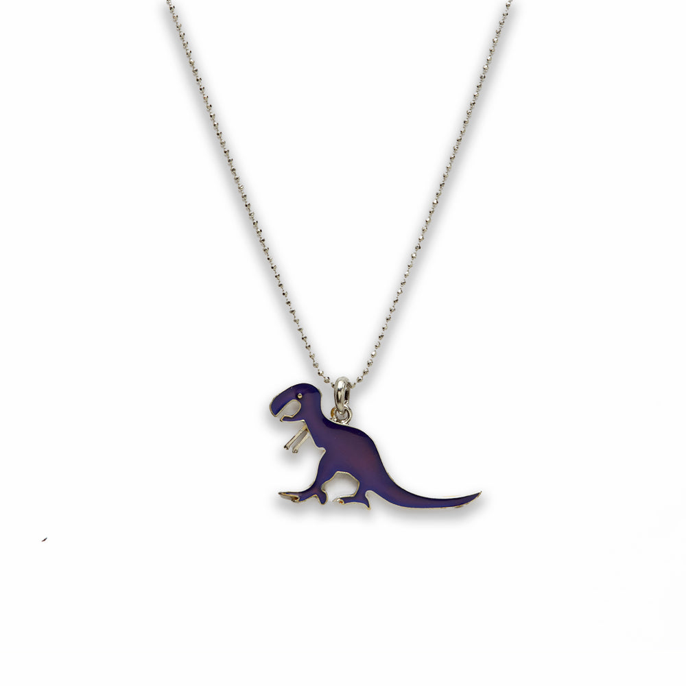18 inch Zinc Alloy with Mood Stone Rhodium Dinosaur Necklace