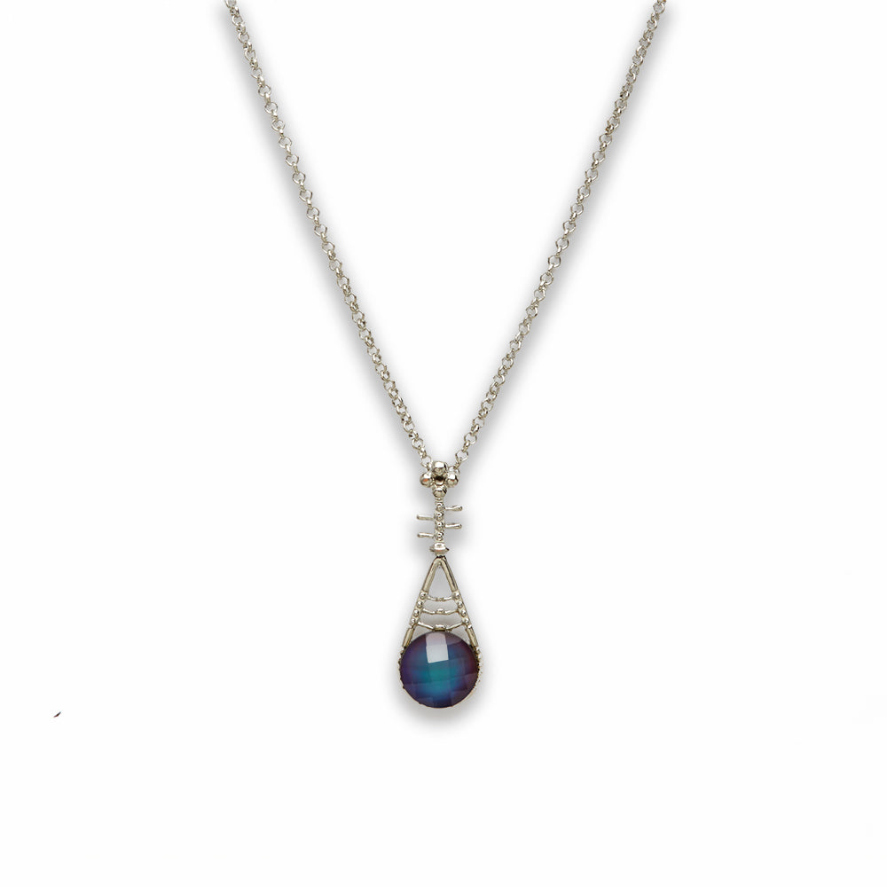 18 inch Zinc Alloy with Faceted Mood Stone Rhodium Music Instrument Necklace
