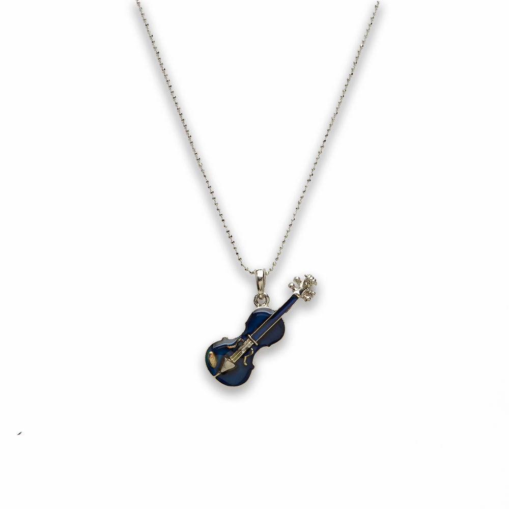 18 inch Zinc Alloy with Mood Stone Rhodium Violin Necklace