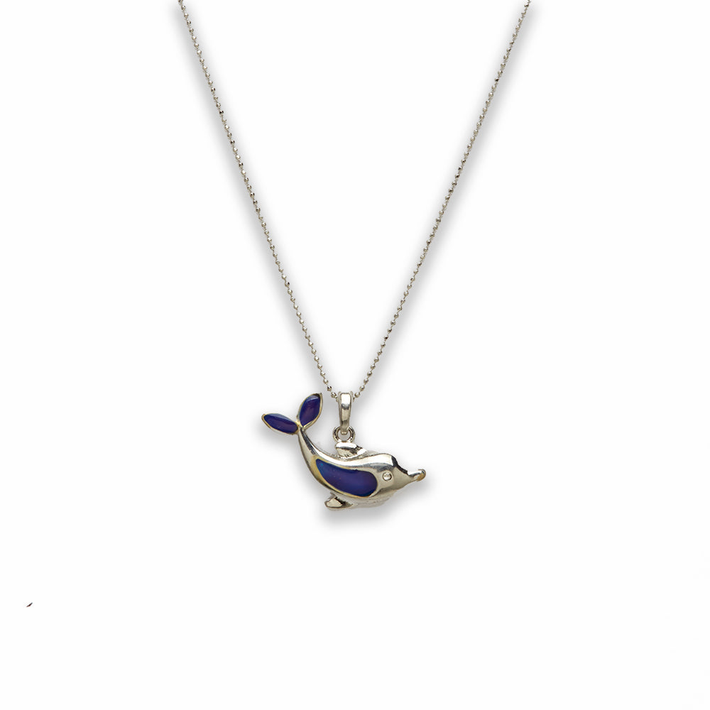 18 inch Zinc Alloy with Mood Stone Rhodium Dolphin Necklace