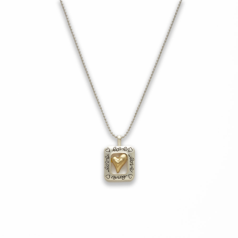 18 inch Zinc Alloy Matted Gold, Silver Tone Heart Sign Love Necklace