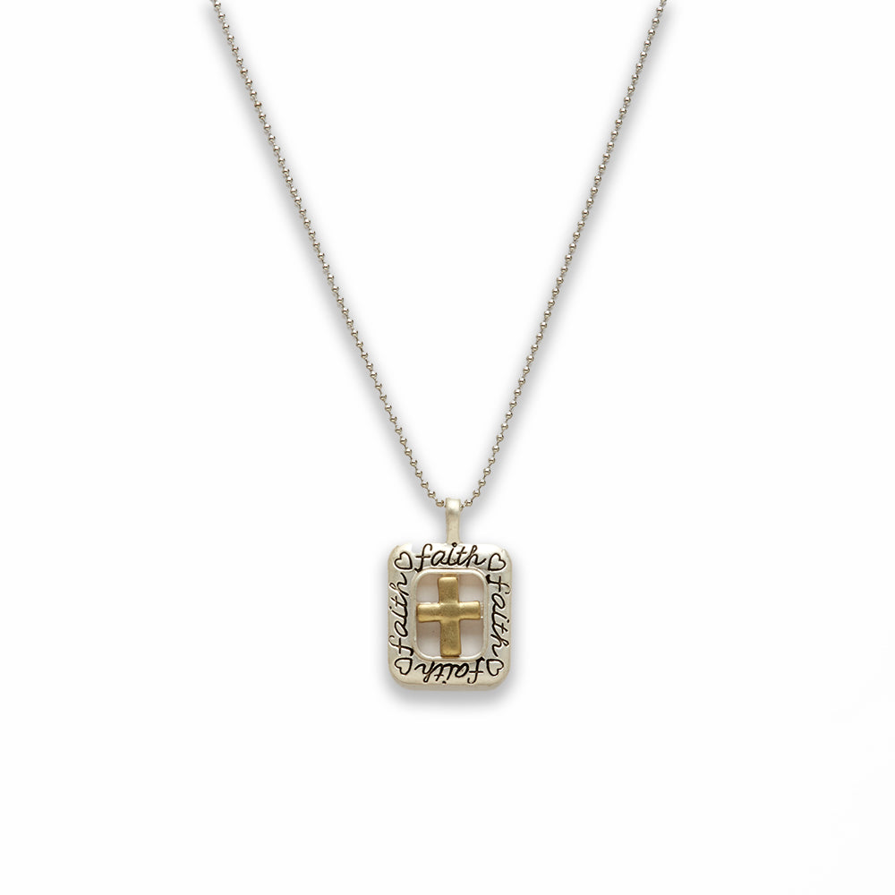 18 inch Zinc Alloy Matted Gold, Silver Tone Cross Sign Love Necklace