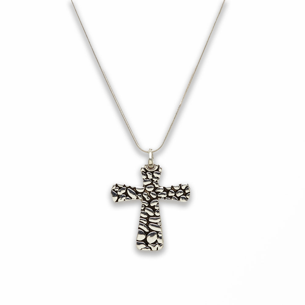 18 inch Zinc Alloy Silver Tone Cross Sign Cross Sign Necklace