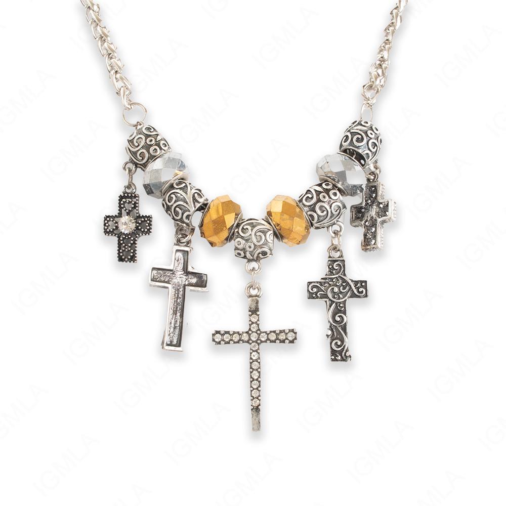 18 inch Zinc Alloy Nickel Cross Necklace