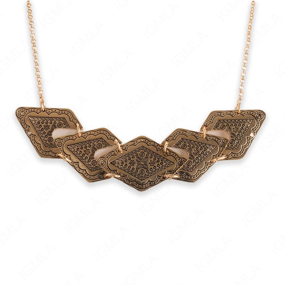 Zinc Alloy Gold Tone Fancy Shape Necklace