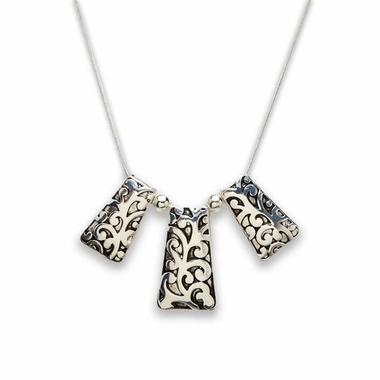 Zinc Alloy Nickel Carved Ladder Necklace