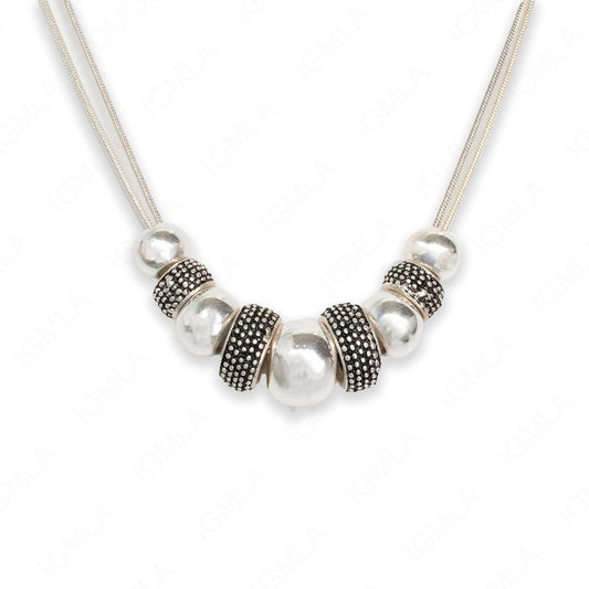 Zinc Alloy Silver Tone Round with Rondell Spacers Necklace