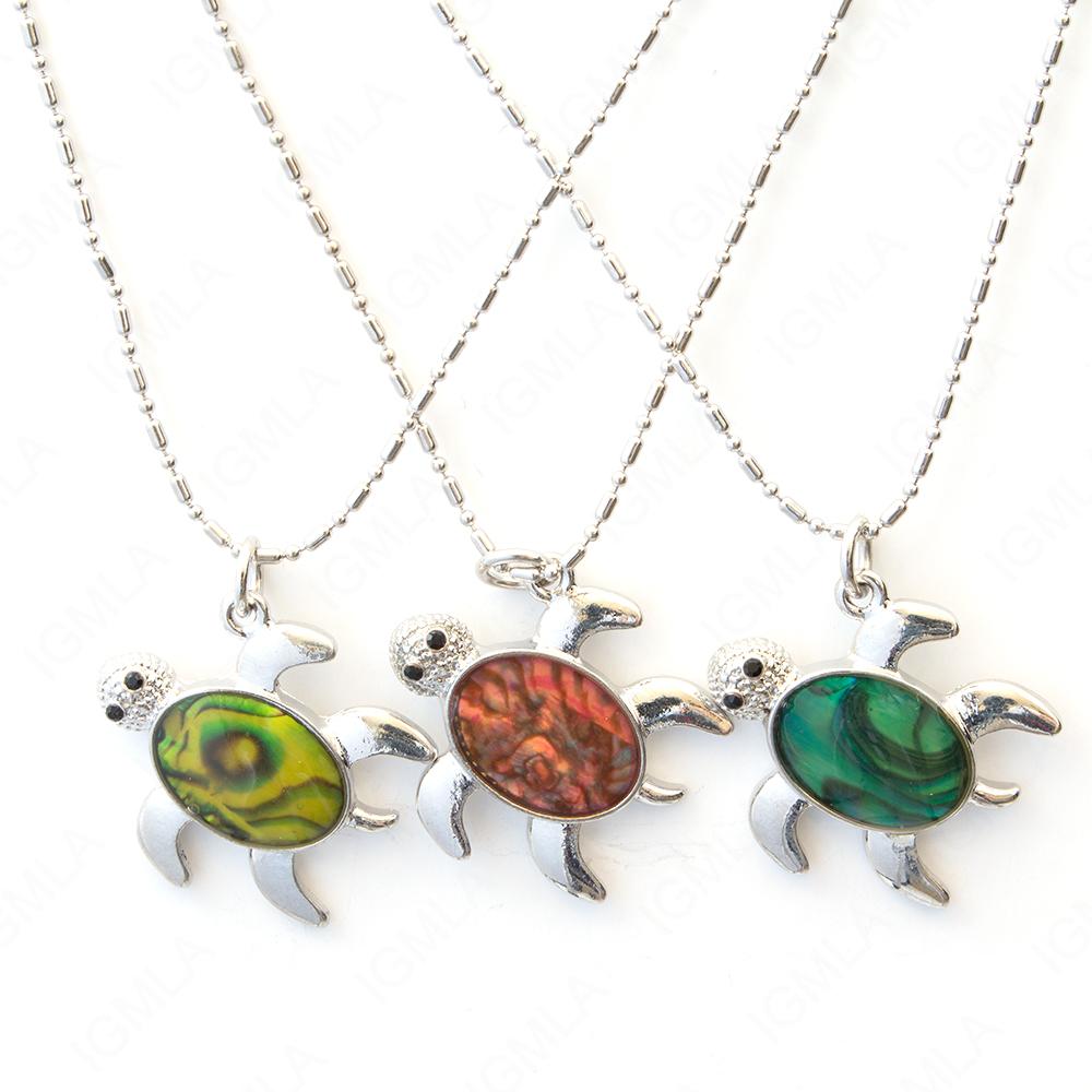 Minc Alloy with Paua Shell Rhodium Turtle Necklace