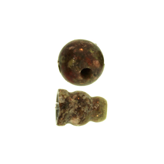 10X8mm & 10mm Autumn Jasper Plain 3 Hole (1) & Guru (1) Beads