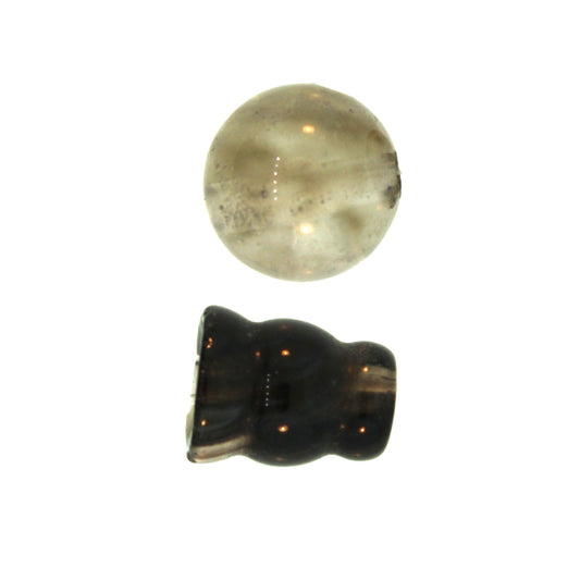 10X8mm & 10mm Black Hair Quartz Glass Plain 3 Hole (1) & Guru (1) Beads