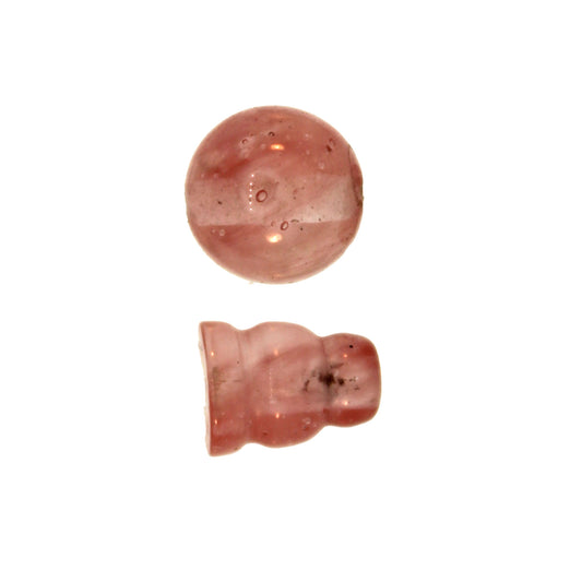 10X8mm & 10mm Cherry Quartz Glass Plain 3 Hole (1) & Guru (1) Beads