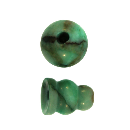 10X8mm & 10mm Green Turquoise Dyed Plain 3 Hole (1) & Guru (1) Beads