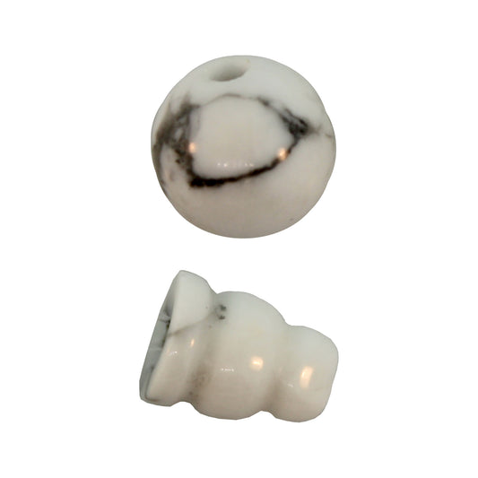 10X8mm & 10mm White Howlite Plain 3 Hole (1) & Guru (1) Beads