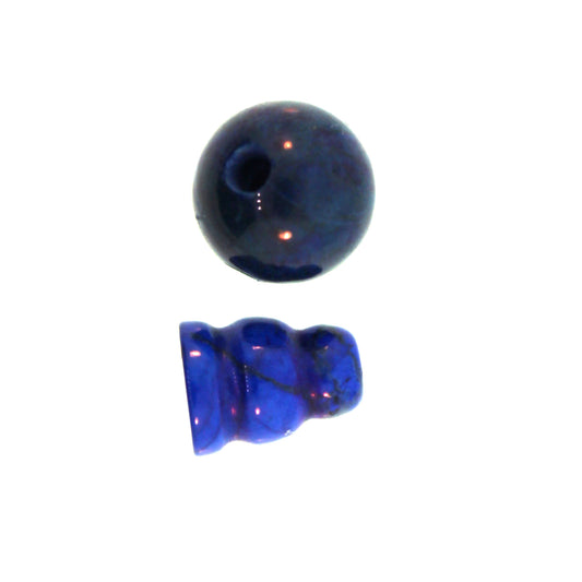 10X8mm & 10mm Lapis Howlite Plain 3 Hole (1) & Guru (1) Beads