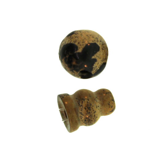 10X8mm & 10mm Paint Brush Jaspr Plain 3 Hole (1) & Guru (1) Beads