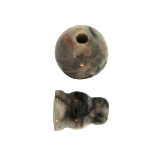 10X8mm & 10mm Picasso Stone Plain 3 Hole (1) & Guru (1) Beads