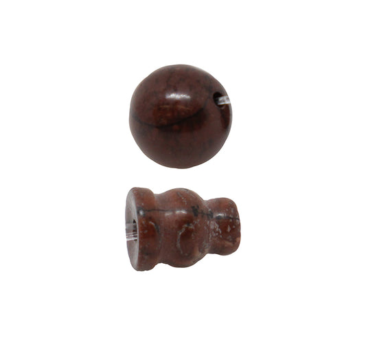 10X8mm & 10mm Picture Agate Plain 3 Hole (1) & Guru (1) Beads