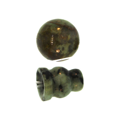 10X8mm & 10mm African Turquoise Jasper Plain 3 Hole (1) & Guru (1) Beads
