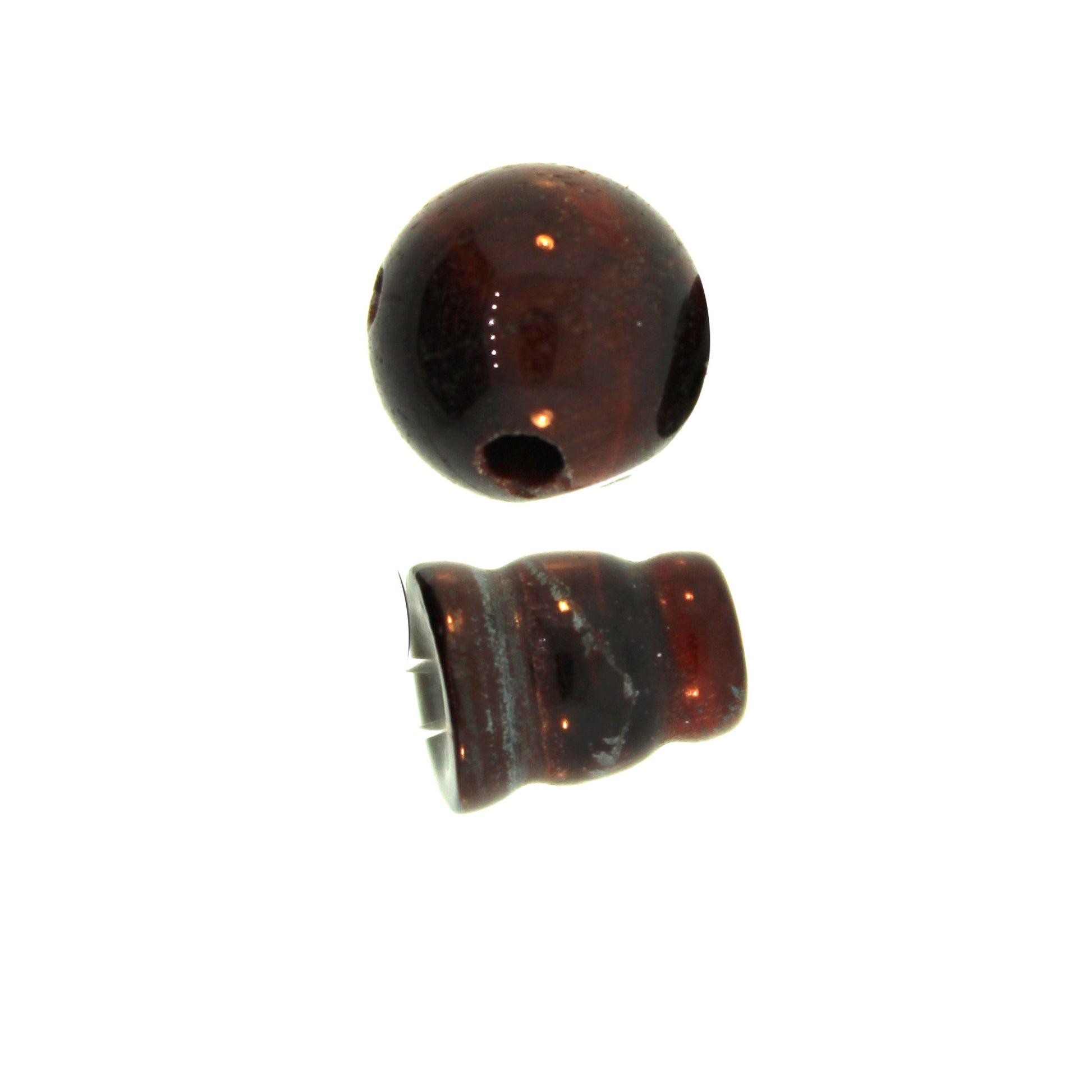 10X8mm & 10mm Red Tigereye Plain 3 Hole (1) & Guru (1) Beads