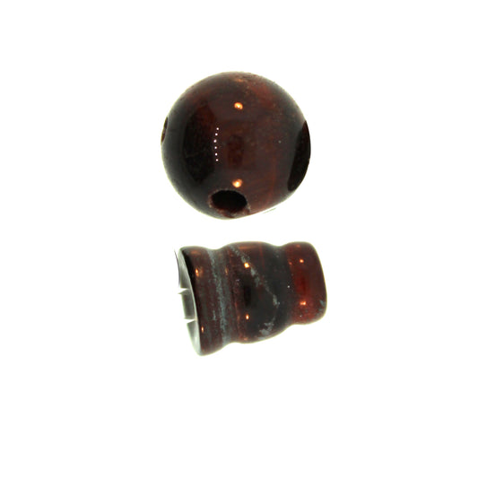 10X8mm & 10mm Red Tigereye Plain 3 Hole (1) & Guru (1) Beads