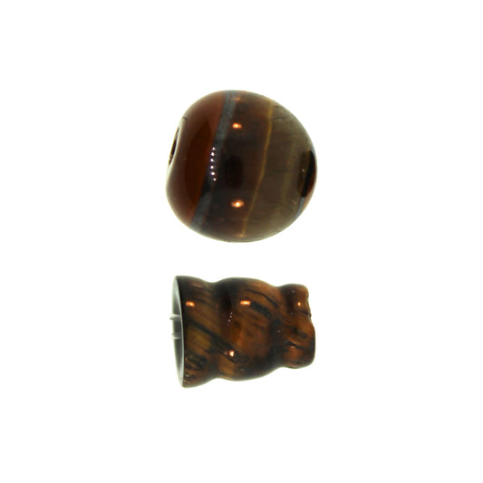 10X8mm & 10mm Tiger Eye Plain 3 Hole (1) & Guru (1) Beads