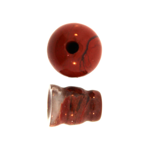 10X8mm & 10mm Red Jasper Plain 3 Hole (1) & Guru (1) Beads
