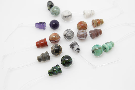 10X8mm & 10mm Assorted Stones (Mix A) Plain 3 Hole (1) & Guru (1) Beads