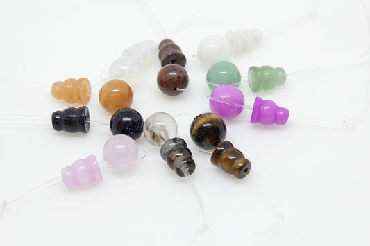 10X8mm & 10mm Assorted Stones (Mix B) Plain 3 Hole (1) & Guru (1) Beads