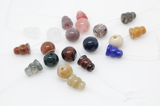 10X8mm & 10mm Assorted Stones (Mix C) Plain 3 Hole (1) & Guru (1) Beads