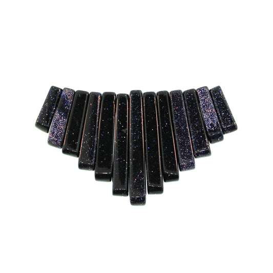Graduated Blue Goldstone Man Made Plain 13 Pcs Collar Beads