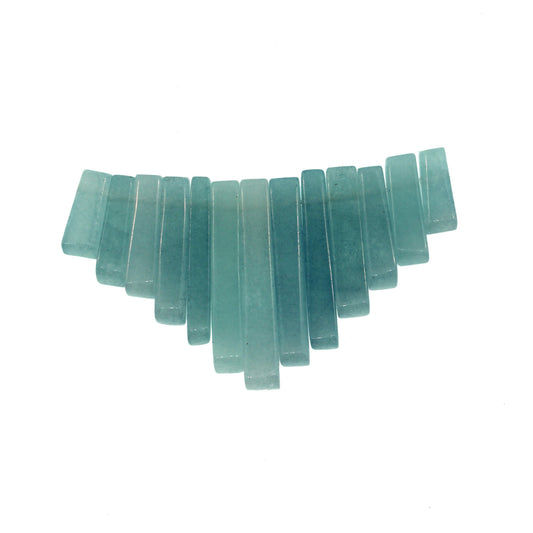 Graduated Dyed Blue Quartz Plain 13 Pcs Collar Beads