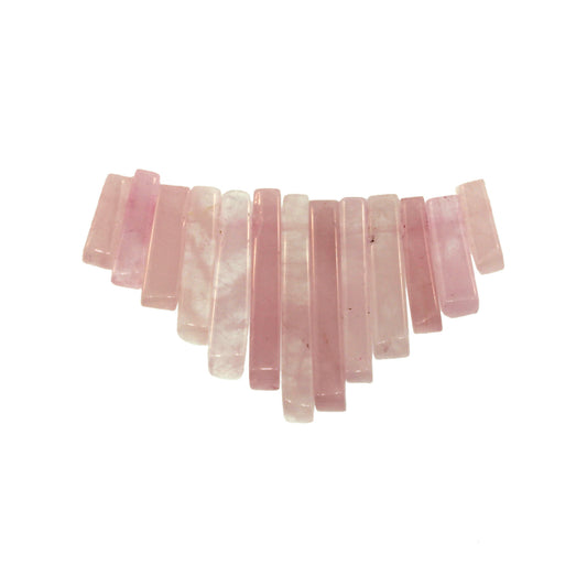 Graduated Rose Quartz Plain 13 Pcs Collar Beads