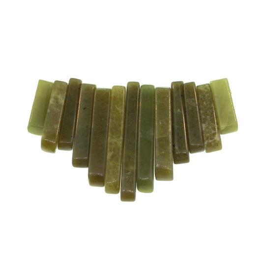 Graduated Olive Serpentine Plain 13 Pcs Collar Beads