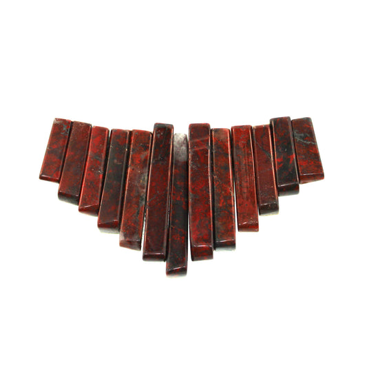 Graduated Poppy Jasper Plain 13 Pcs Collar Beads