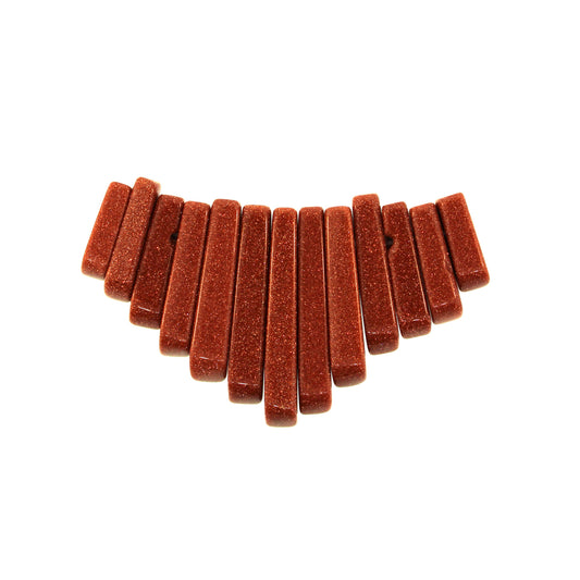 Graduated Brown Goldstone Man Made Plain 13 Pcs Collar Beads